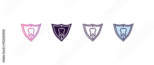 dental protection gradient, line, filled, colored icon. editable vector from dentist concept. four different style dental protection icon isolated on white background