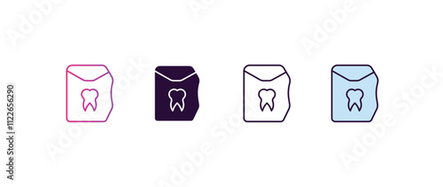 dental floss gradient, line, filled, colored icon. editable vector from dentist concept. four different style dental floss icon isolated on white background