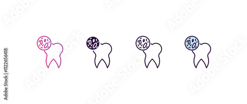 bacteria in mouth gradient, line, filled, colored icon. editable vector from dentist concept. four different style bacteria in mouth icon isolated on white background