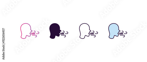 breath gradient, line, filled, colored icon. editable vector from dentist concept. four different style breath icon isolated on white background