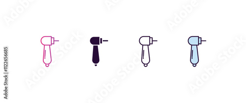 dentists drill tool gradient, line, filled, colored icon. editable vector from dentist concept. four different style dentists drill tool icon isolated on white background