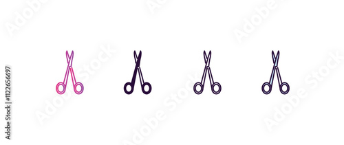 dentist scissors gradient, line, filled, colored icon. editable vector from dentist concept. four different style dentist scissors icon isolated on white background