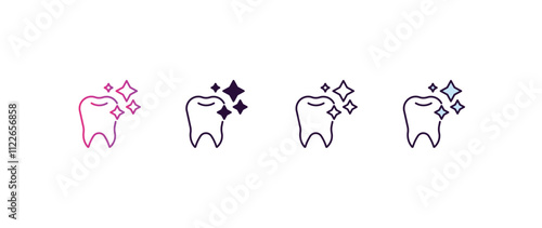 white teeth gradient, line, filled, colored icon. editable vector from dentist concept. four different style white teeth icon isolated on white background