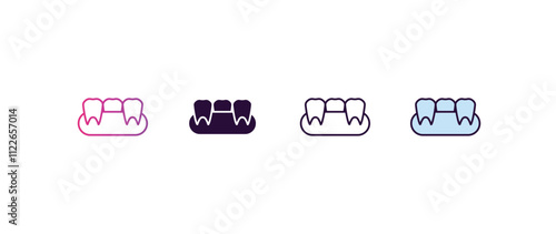 partial denture gradient, line, filled, colored icon. editable vector from dentist concept. four different style partial denture icon isolated on white background
