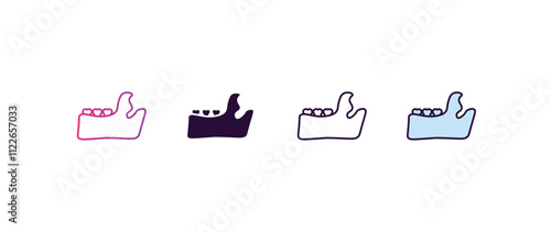 maxilla gradient, line, filled, colored icon. editable vector from dentist concept. four different style maxilla icon isolated on white background