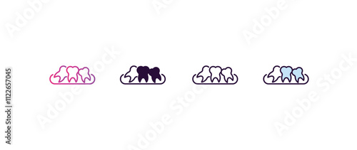 malocclusion gradient, line, filled, colored icon. editable vector from dentist concept. four different style malocclusion icon isolated on white background