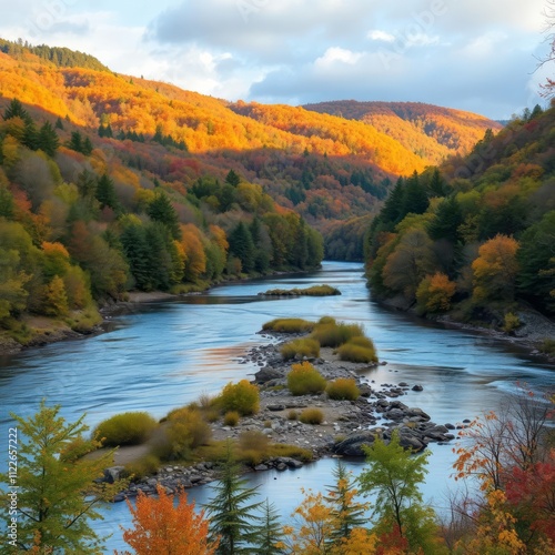 Greenbrier river in autumn River landscapes Ultra realistic Photorealistic landscape photographywater travel sky beautiful tourism outdoor photo