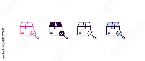 package checking gradient, line, filled, colored icon. editable vector from delivery concept. four different style package checking icon isolated on white background