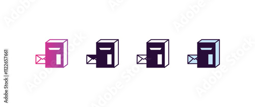 postbox gradient, line, filled, colored icon. editable vector from delivery concept. four different style postbox icon isolated on white background