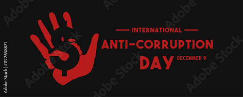 International Anti-Corruption Day. December 9. Black background. Flat design vector. Banner, card, background.
