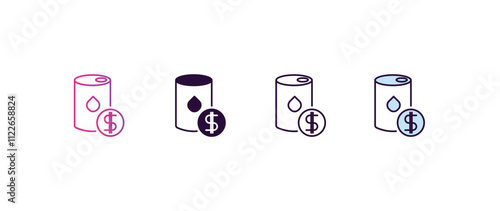 oil economy  gradient, line, filled, colored icon. editable vector from cryptocurrency concept. four different style oil economy  icon isolated on white background
