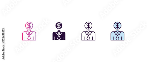 banker  gradient, line, filled, colored icon. editable vector from cryptocurrency concept. four different style banker  icon isolated on white background