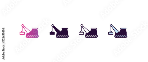 derrick with box  gradient, line, filled, colored icon. editable vector from construction concept. four different style derrick with box  icon isolated on white background