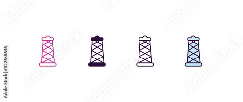 big derrick with boxes  gradient, line, filled, colored icon. editable vector from construction concept. four different style big derrick with boxes  icon isolated on white background