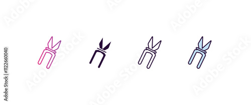 inclined clippers  gradient, line, filled, colored icon. editable vector from construction concept. four different style inclined clippers  icon isolated on white background