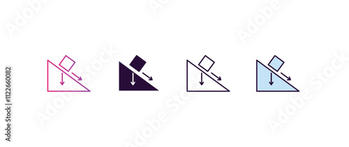 inclined  gradient, line, filled, colored icon. editable vector from construction concept. four different style inclined  icon isolated on white background