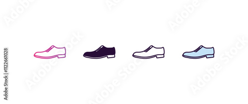 leather derby shoe gradient, line, filled, colored icon. editable vector from clothes concept. four different style leather derby shoe icon isolated on white background