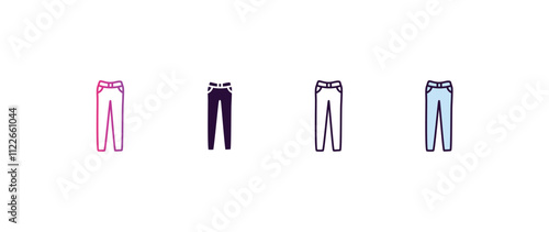 chinos pants gradient, line, filled, colored icon. editable vector from clothes concept. four different style chinos pants icon isolated on white background