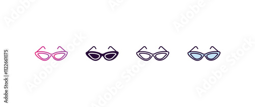 cat eye glasses gradient, line, filled, colored icon. editable vector from clothes concept. four different style cat eye glasses icon isolated on white background