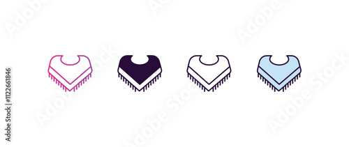 shawl gradient, line, filled, colored icon. editable vector from clothes concept. four different style shawl icon isolated on white background