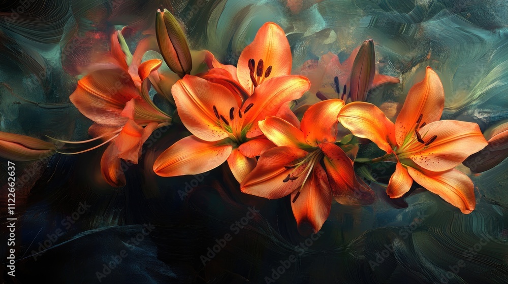 Fototapeta premium A bouquet of orange lilies, symbolizing confidence and passion for inspiring moments
