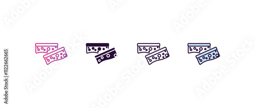 scouring pads gradient, line, filled, colored icon. editable vector from cleaning concept. four different style scouring pads icon isolated on white background