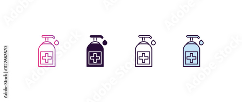 sanitize gradient, line, filled, colored icon. editable vector from cleaning concept. four different style sanitize icon isolated on white background