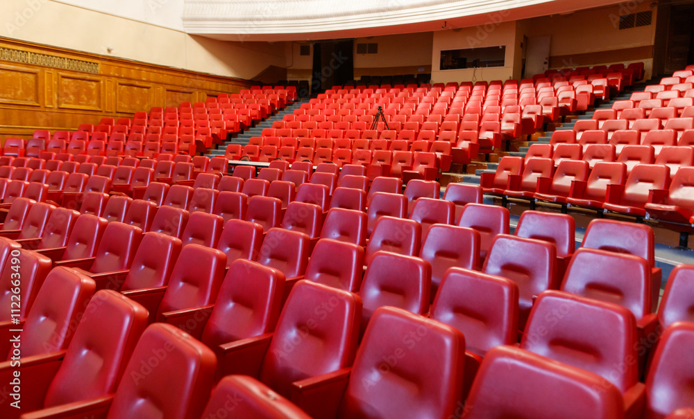 Naklejka premium A red auditorium with empty seats