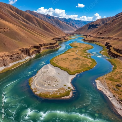 River tuul river meander in summer hilly country tov province mongolia asia River landscapes Ultra realistic Photorealistic landscape photographywater travel sky beautiful tourism outdoor photo