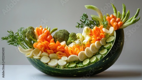 Artistic gourmet vegetable composition by chef culinary studio food photography bright natural light chefinspired artistry for visual appeal photo