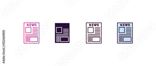 newspaper page gradient, line, filled, colored icon. Linear vector from business concept. four different style newspaper page icon isolated on white background photo