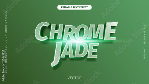 Chrome Jade Emerald Green 3D Text Effect with Luminous Gemstone Shine