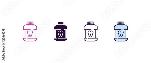 mouthwash gradient, line, filled, colored icon. editable vector from beauty concept. four different style mouthwash icon isolated on white background
