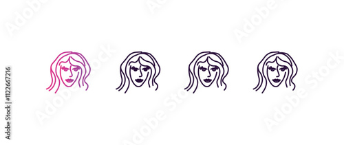 hair sample gradient, line, filled, colored icon. editable vector from beauty concept. four different style hair sample icon isolated on white background