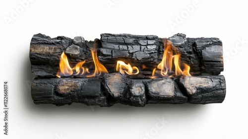 Gentless gas log on a white background, top view, sharp details photo