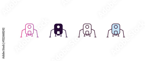 lander gradient, line, filled, colored icon. editable vector from astronomy concept. four different style lander icon isolated on white background