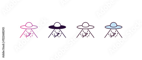 abduction gradient, line, filled, colored icon. editable vector from astronomy concept. four different style abduction icon isolated on white background