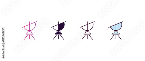 dioptra gradient, line, filled, colored icon. editable vector from astronomy concept. four different style dioptra icon isolated on white background