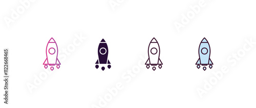 liftoff gradient, line, filled, colored icon. editable vector from astronomy concept. four different style liftoff icon isolated on white background