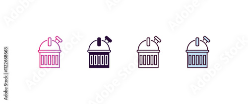 planetarium gradient, line, filled, colored icon. editable vector from astronomy concept. four different style planetarium icon isolated on white background
