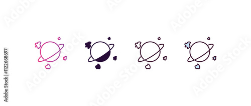 space junk gradient, line, filled, colored icon. editable vector from astronomy concept. four different style space junk icon isolated on white background