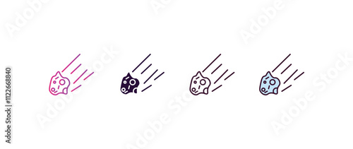 aerolite gradient, line, filled, colored icon. editable vector from astronomy concept. four different style aerolite icon isolated on white background