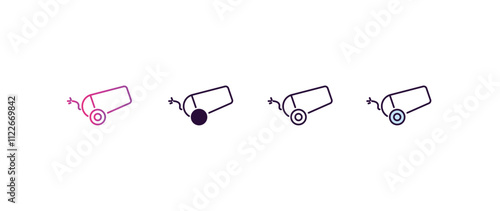 canon gradient, line, filled, colored icon. editable vector from army and military concept. four different style canon icon isolated on white background