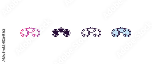 binoculars gradient, line, filled, colored icon. editable vector from army and military concept. four different style binoculars icon isolated on white background