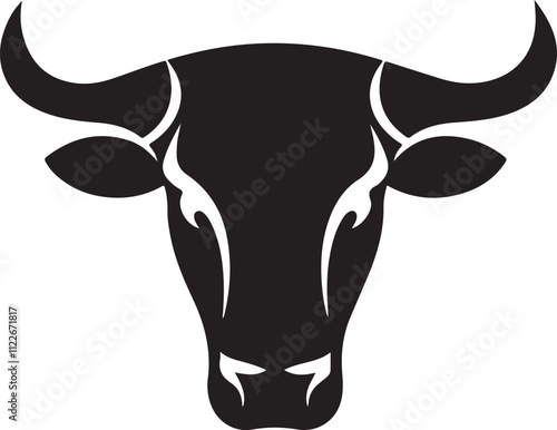 Cow and bull head icon silhouette