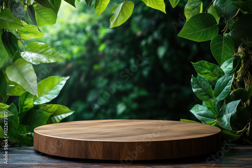 Green 3d podium with stone 