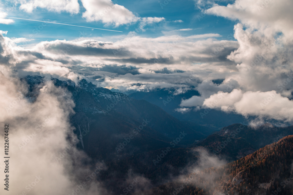 Trekking in a cloudly autumn day in the Dolomiti Friulane, Friuli-Venezia Giulia