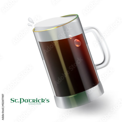 Beer mug isolated on green. St Patricks day collection.