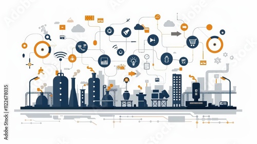 Industry 4.0 Illustration Representing Modern Technology and Innovation Concepts photo