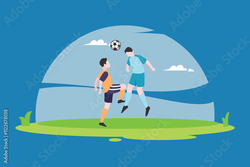 Active Playtime in Soccer Game Illustration